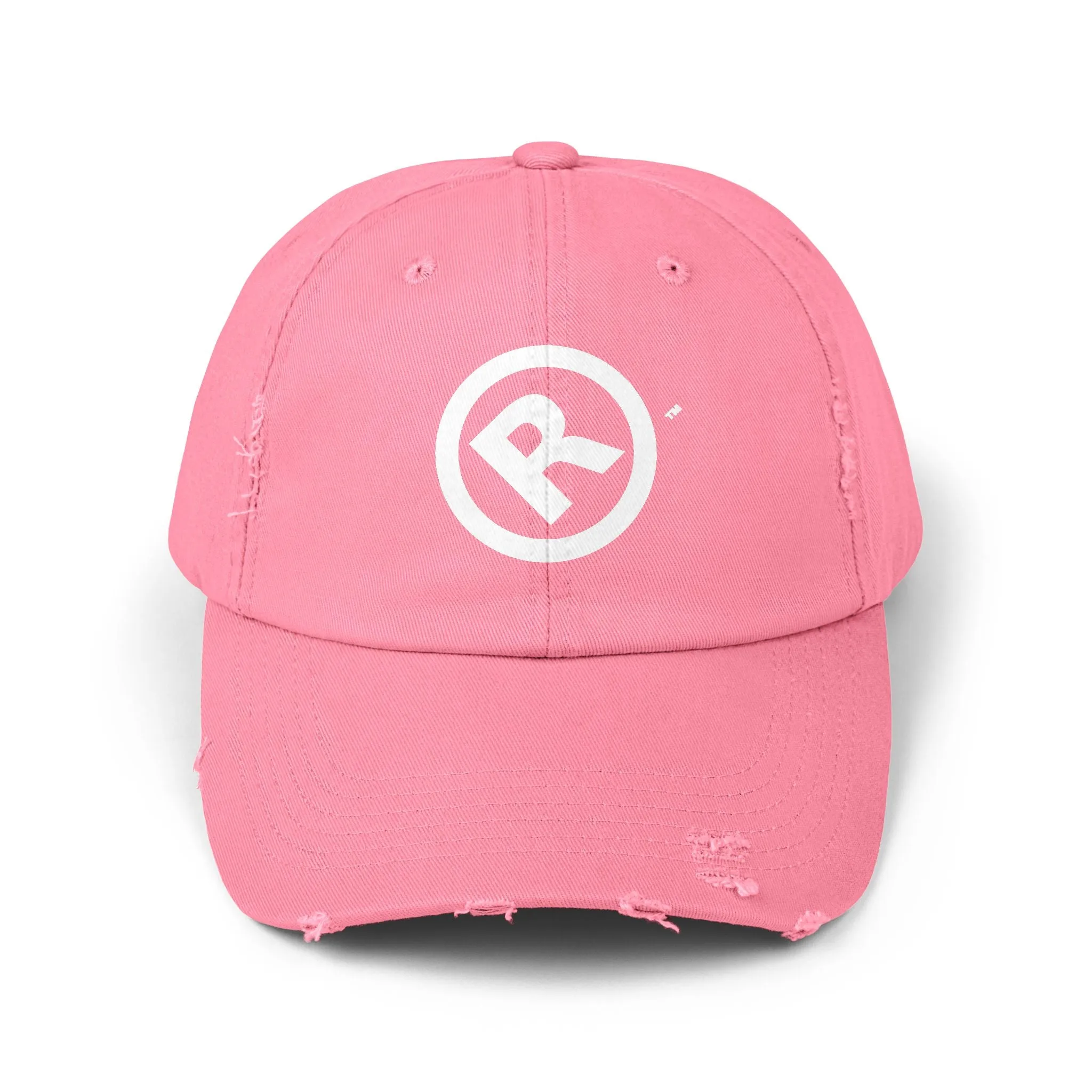 Raw Suhi "R" LOGO Distressed Dad Cap (True pink)