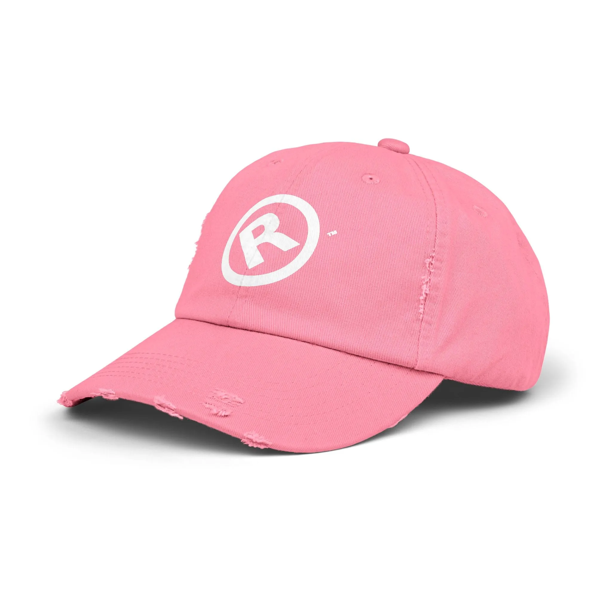 Raw Suhi "R" LOGO Distressed Dad Cap (True pink)