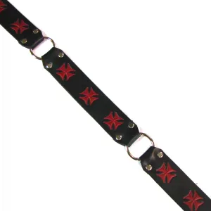 RB-137R  1 1/2" Ring Belt- Red Iron Cross