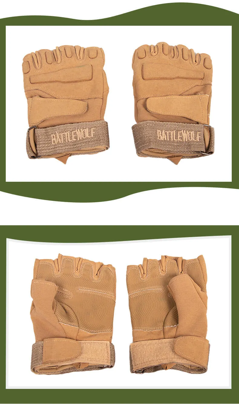 RECON GS2 Kids Tactical Fingerless Army Gloves "Battle Wolves"