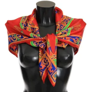 Red Carretto Print Silk Scarf