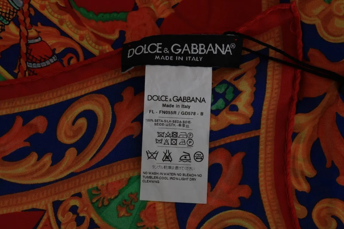 Red Carretto Print Silk Scarf