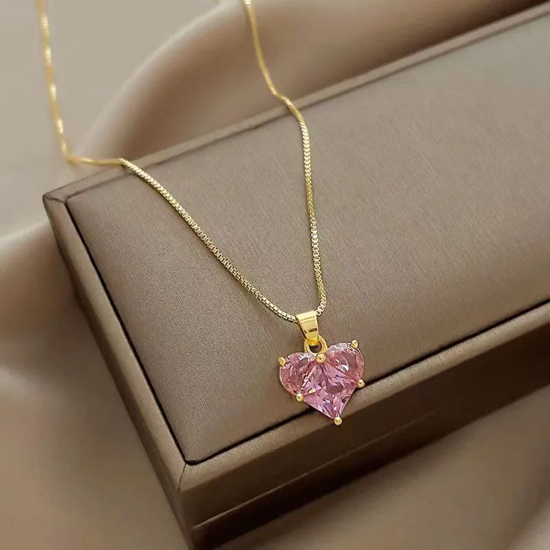 Red Cherry Gold Pendant Necklace For Women Wedding Birthday Gifts Jewelry