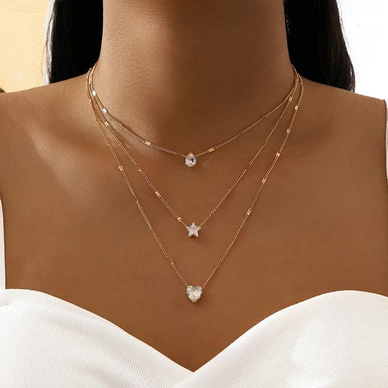 Red Cherry Gold Pendant Necklace For Women Wedding Birthday Gifts Jewelry