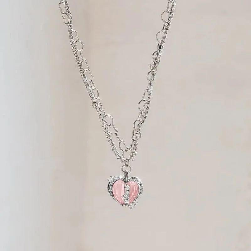 Red Cherry Gold Pendant Necklace For Women Wedding Birthday Gifts Jewelry