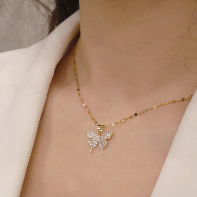 Red Cherry Gold Pendant Necklace For Women Wedding Birthday Gifts Jewelry