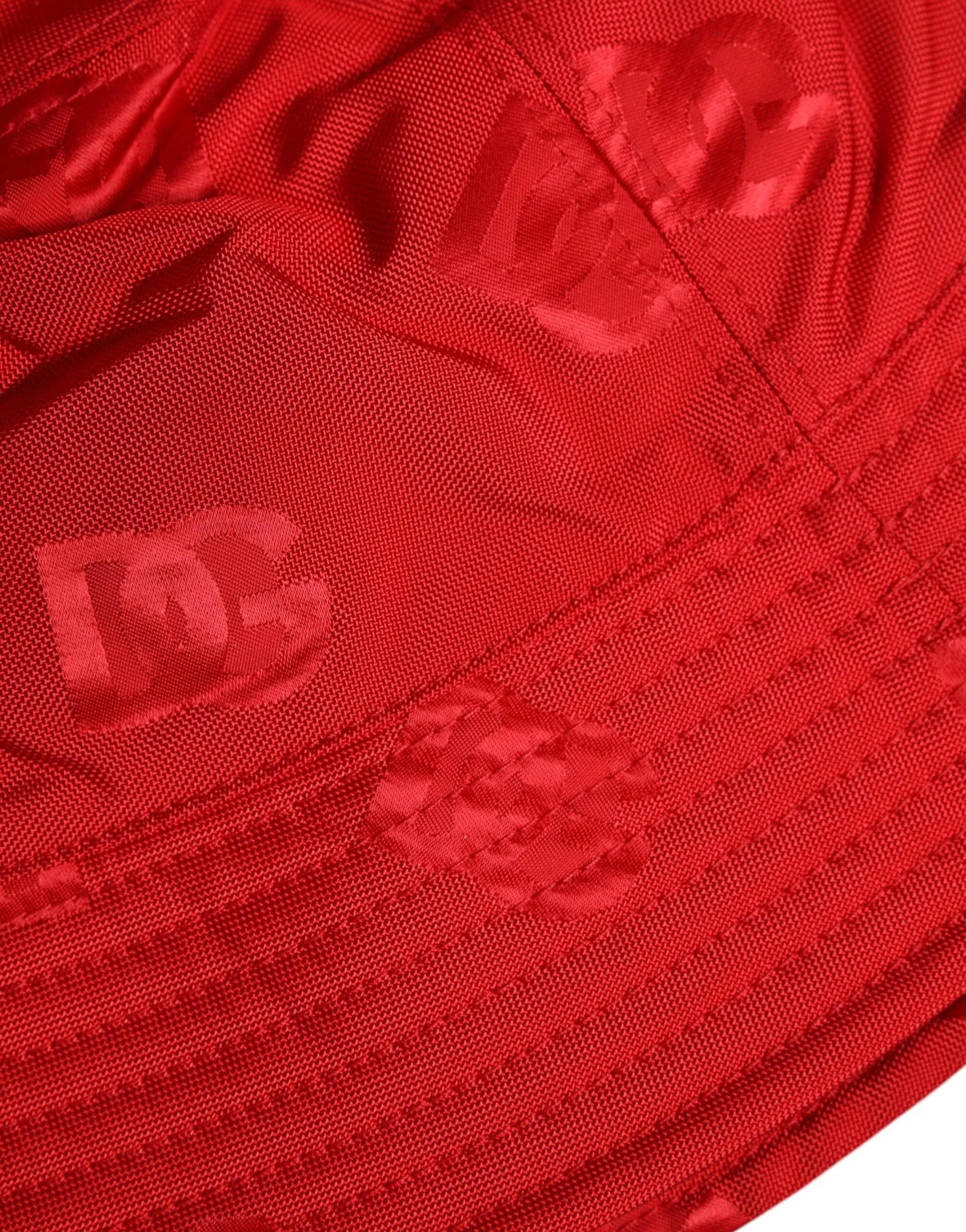 Red Logo Monogram Nylon Bucket Hat