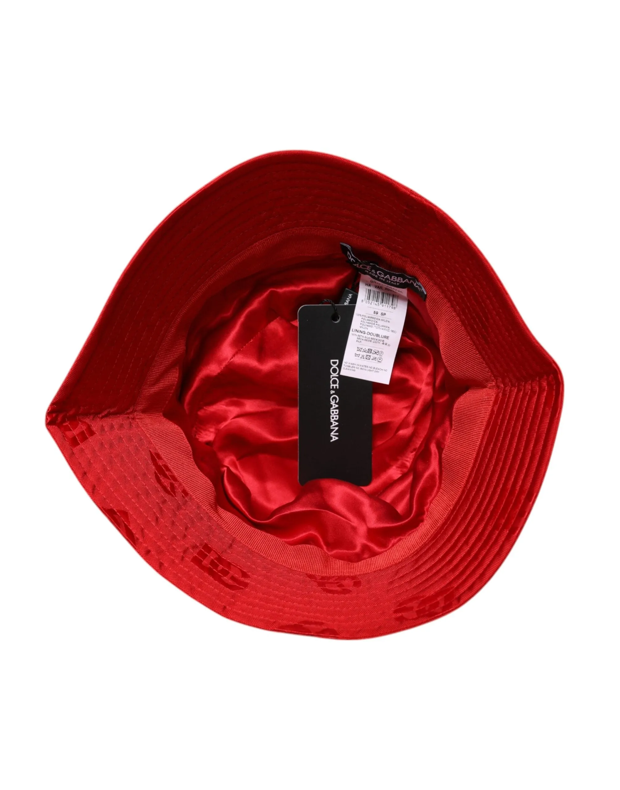 Red Logo Monogram Nylon Bucket Hat