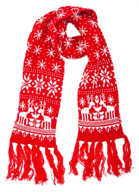 Red Snowflake Christmas Scarf