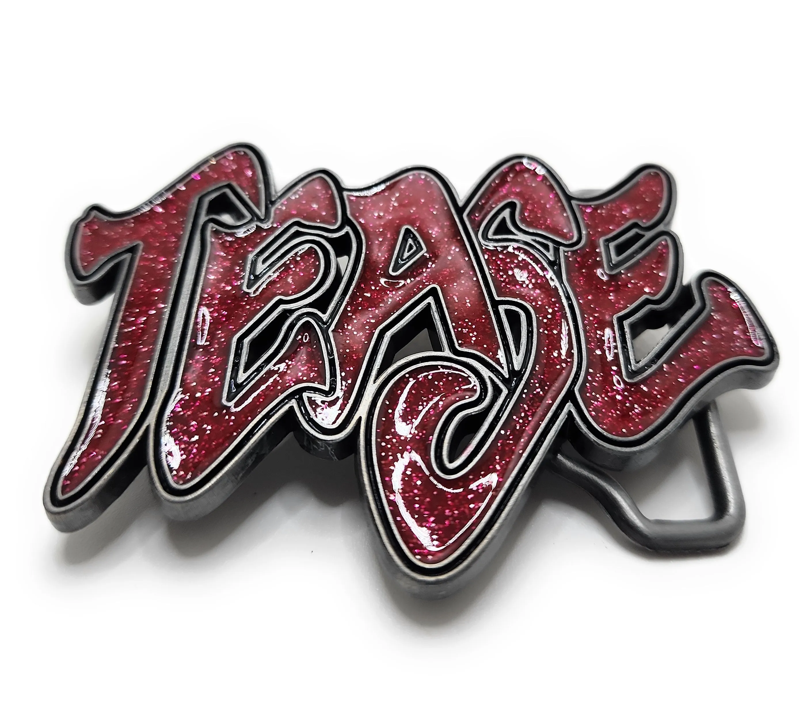 Red Sparkly "TEASE" Belt Buckle Funny