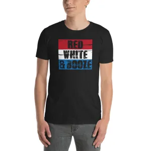 Red White and Booze Fourth of July Short Sleeve Unisex T-shirt (3 Colors)