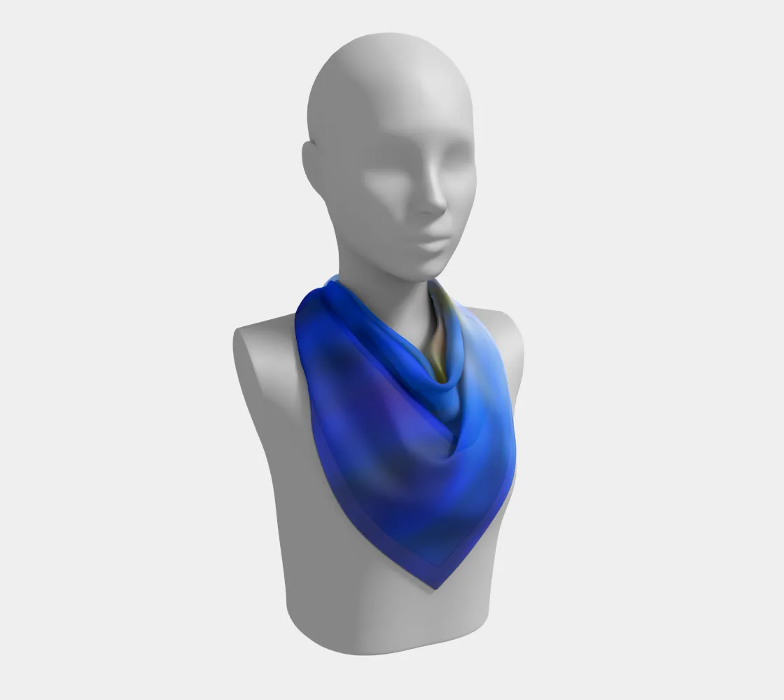 Reflections in blue and gold square scarf