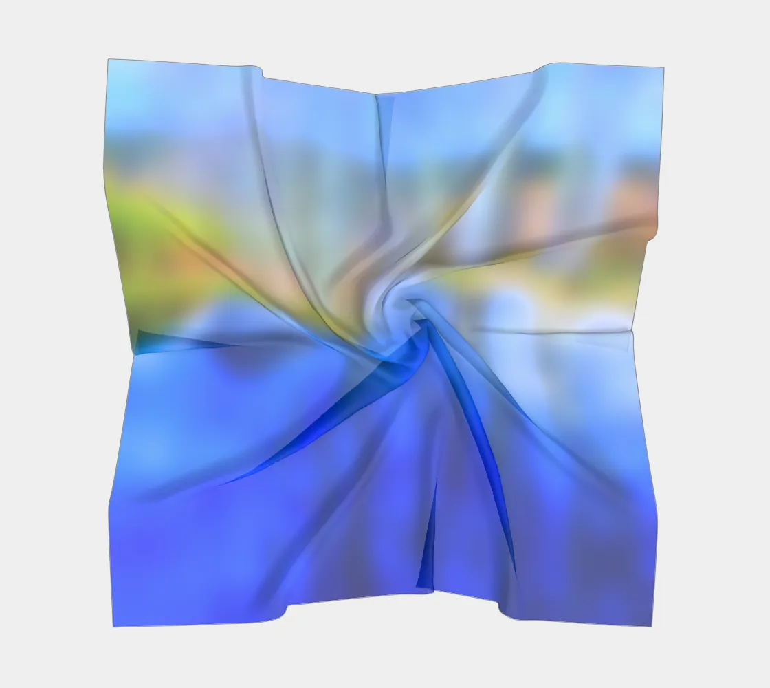 Reflections in blue and gold square scarf