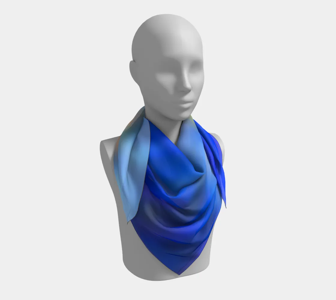 Reflections in blue and gold square scarf