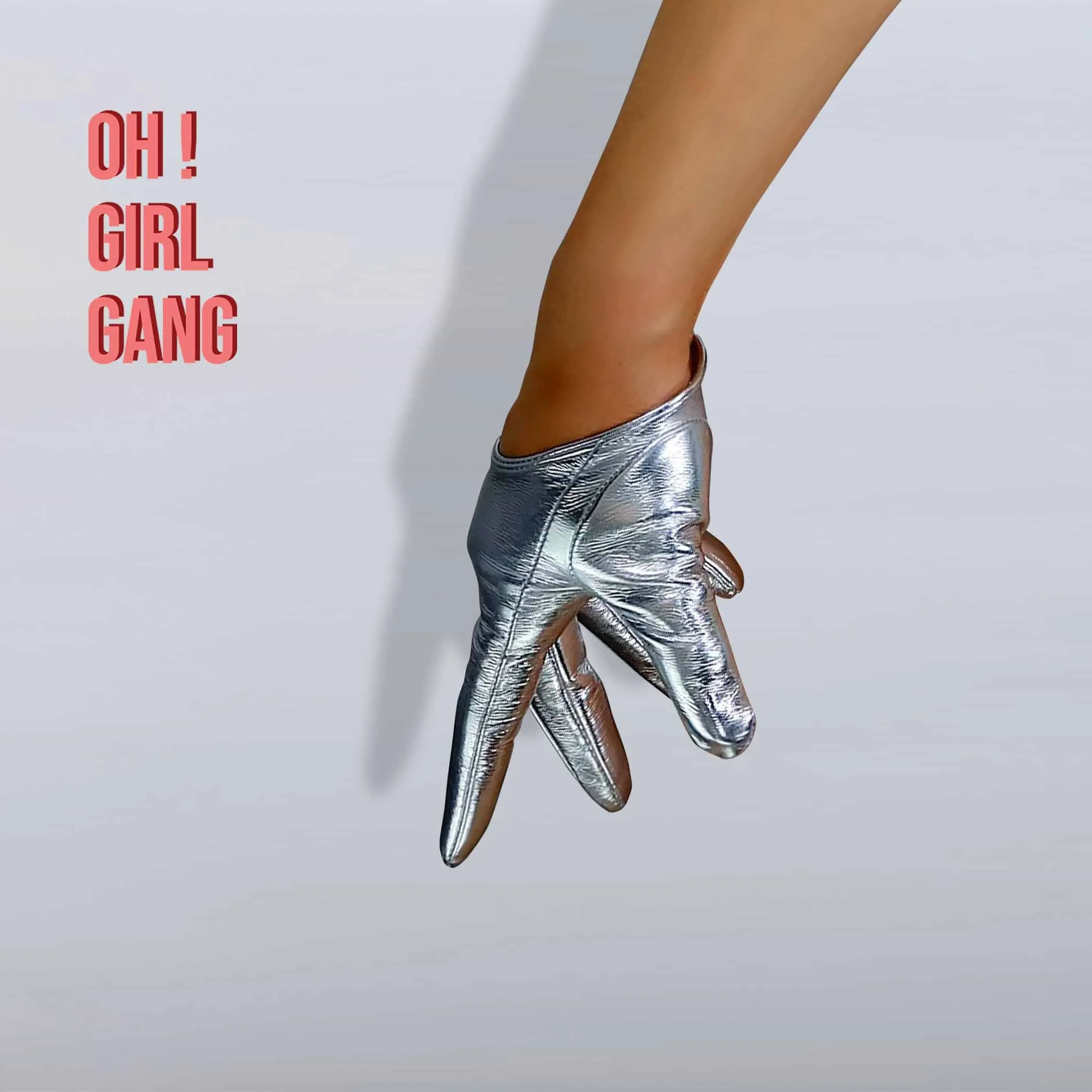 Reflective Shiny Silver PU leather Gloves in all lengths