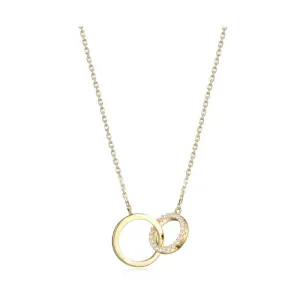Reign Sterling Silver 18K Gold Plated Cubic Zirconia Double Circle Hug Necklace