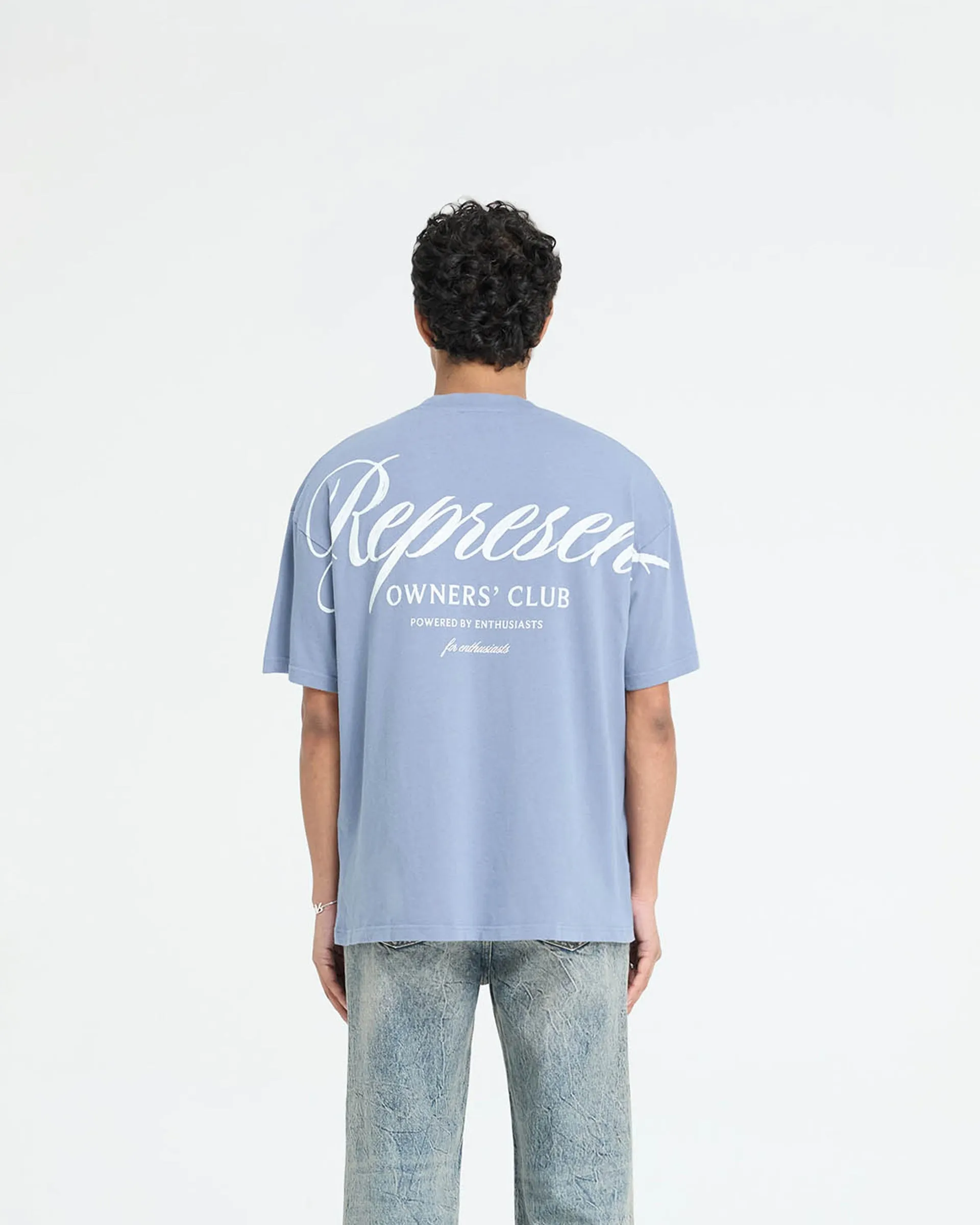 Represent Owners Club Script T-Shirt - Dusty Blue