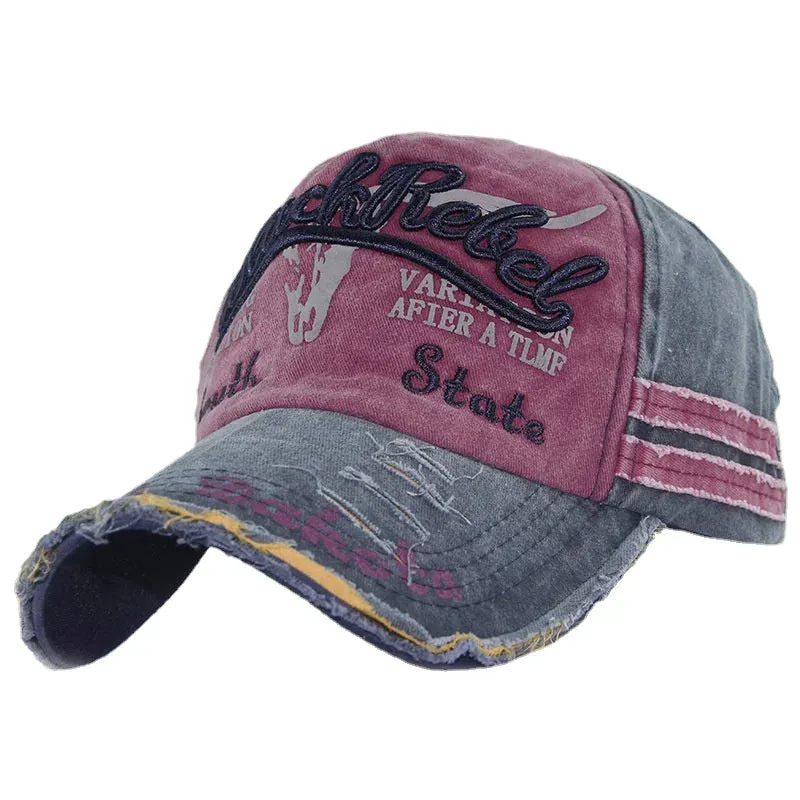 Retro Canvas Denim Patchwork Baseball Cap - Women's Vintage Unisex Snapback Hat, Autumn Hip Hop Summer Hats