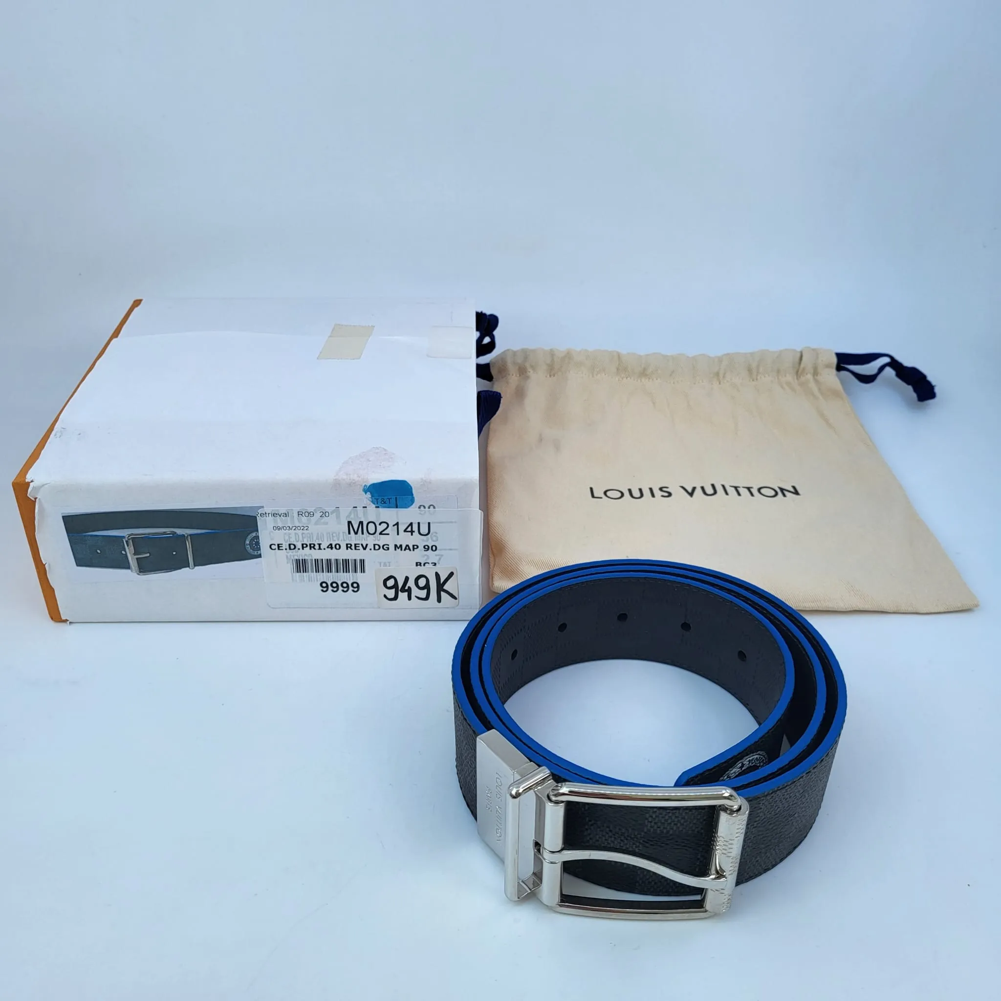 Reversible Damier Graphite Map 40 MM Belt