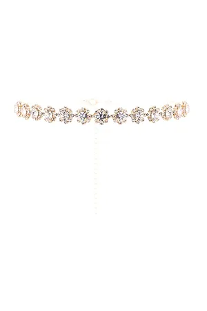 RHINESTONE FLOWER CHOKER COLLAR NECKLACE
