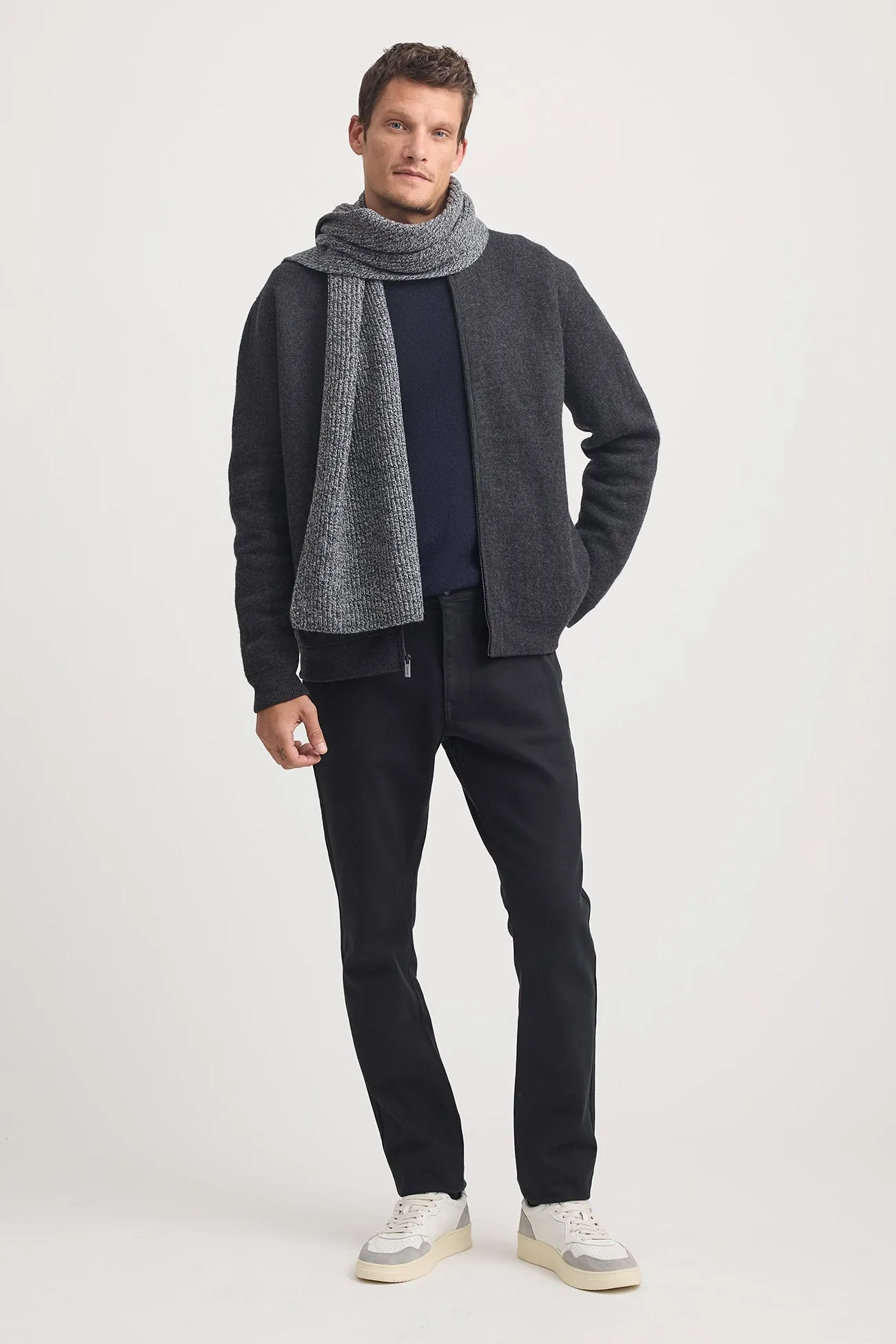 Rib Knit Scarf | Black & White
