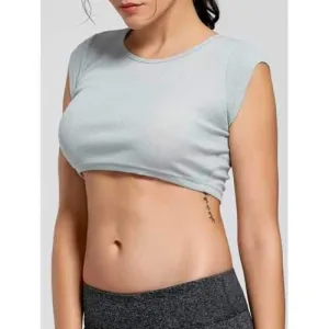 Ribbed Crop T-shirt - Smoky Gray L