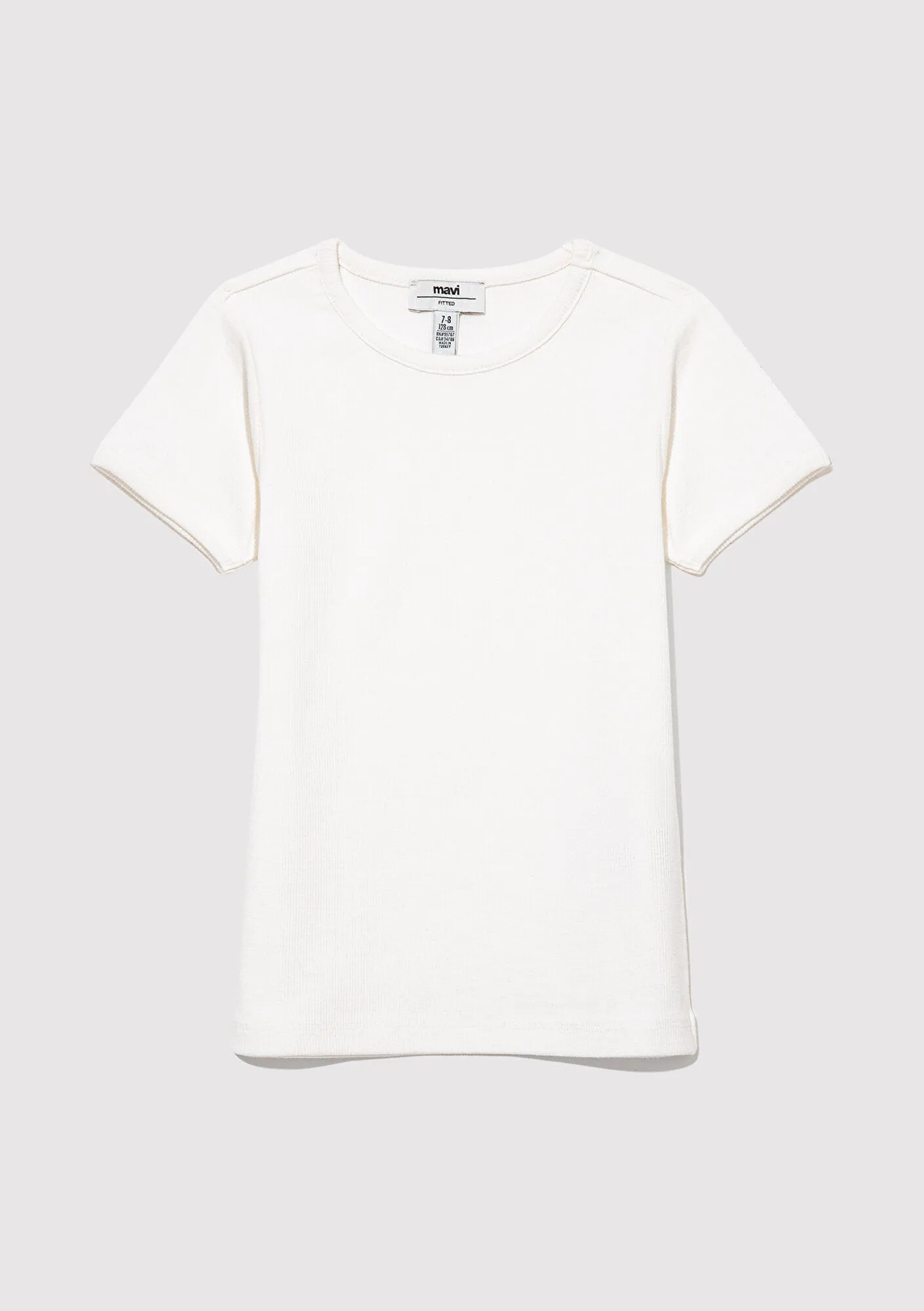 Ribbed Ecru Basic T-Shirt