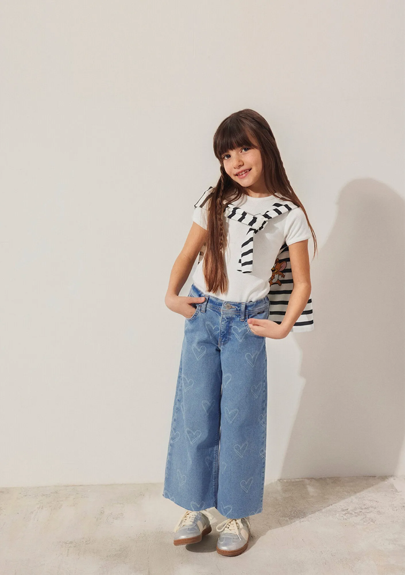 Ribbed Ecru Basic T-Shirt