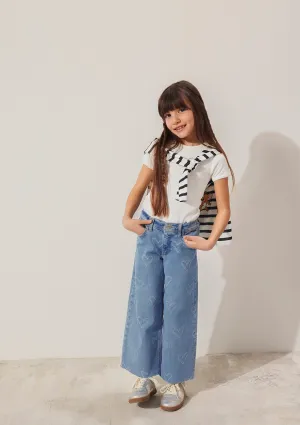 Ribbed Ecru Basic T-Shirt