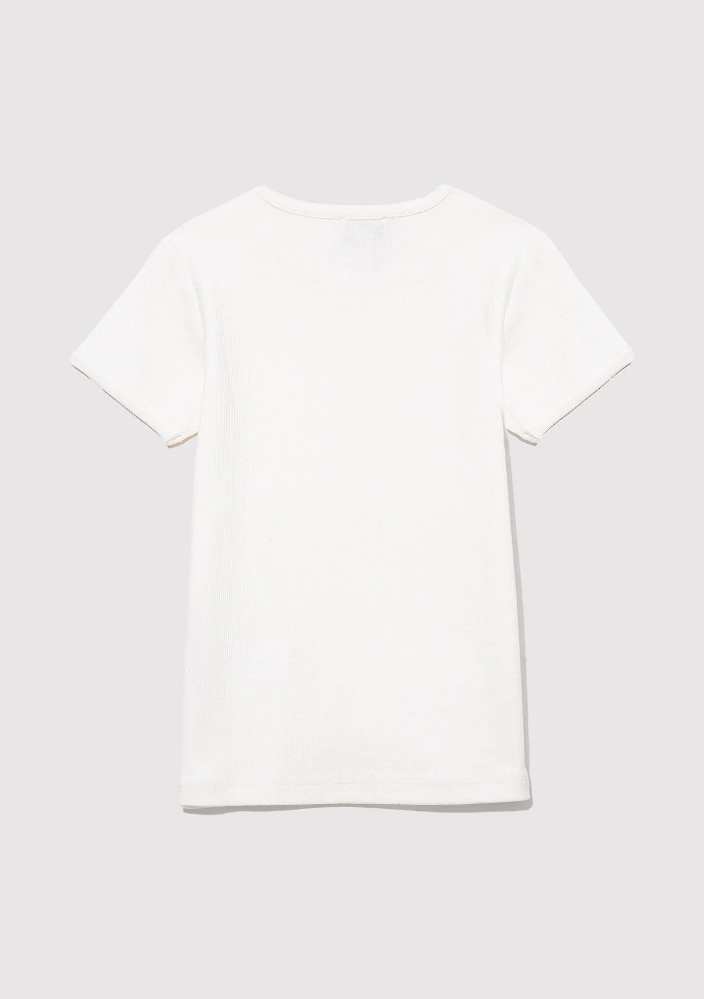 Ribbed Ecru Basic T-Shirt