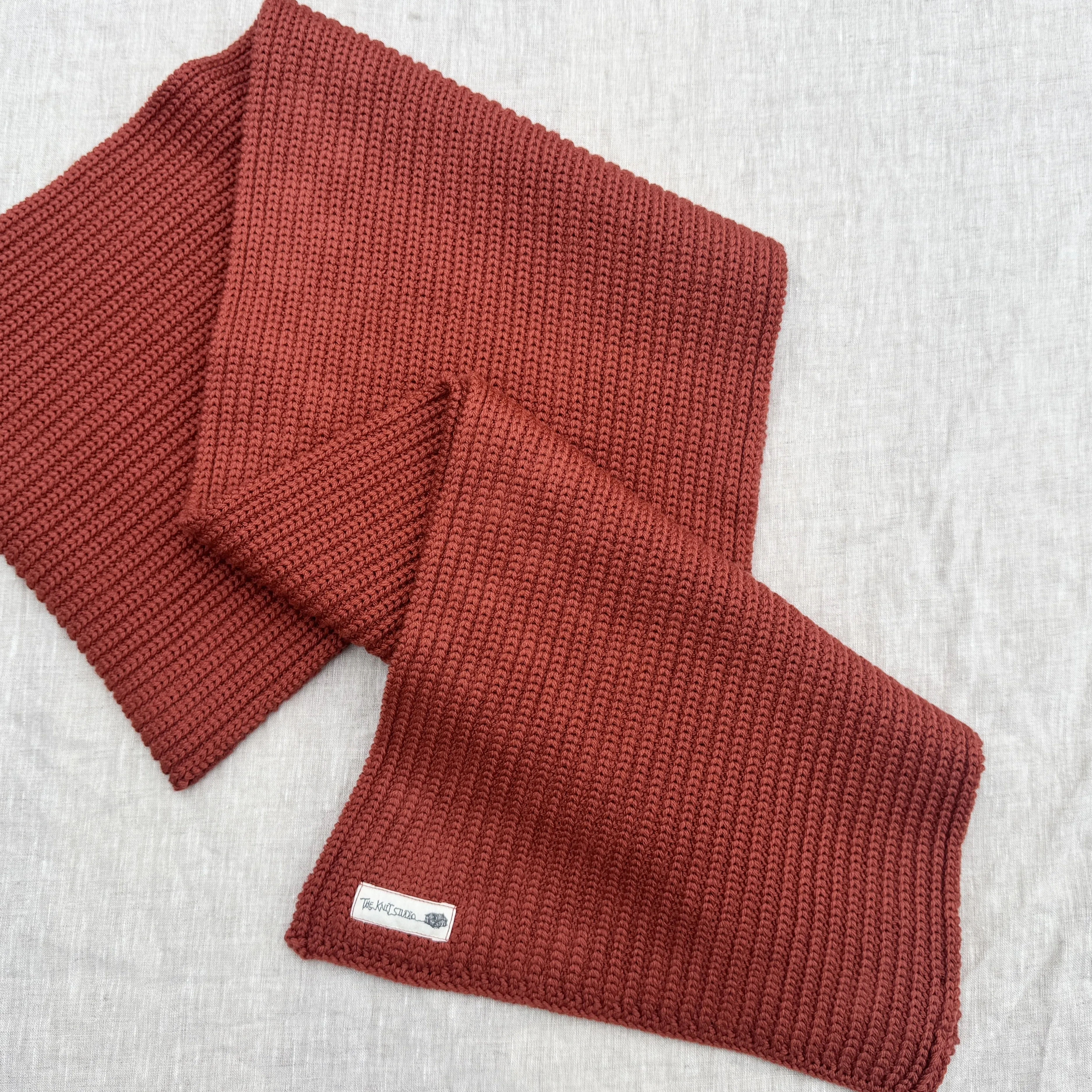 Ribbed Merino Chunky Scarf / Burnt Orange