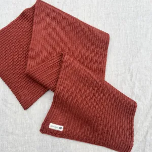 Ribbed Merino Chunky Scarf / Burnt Orange