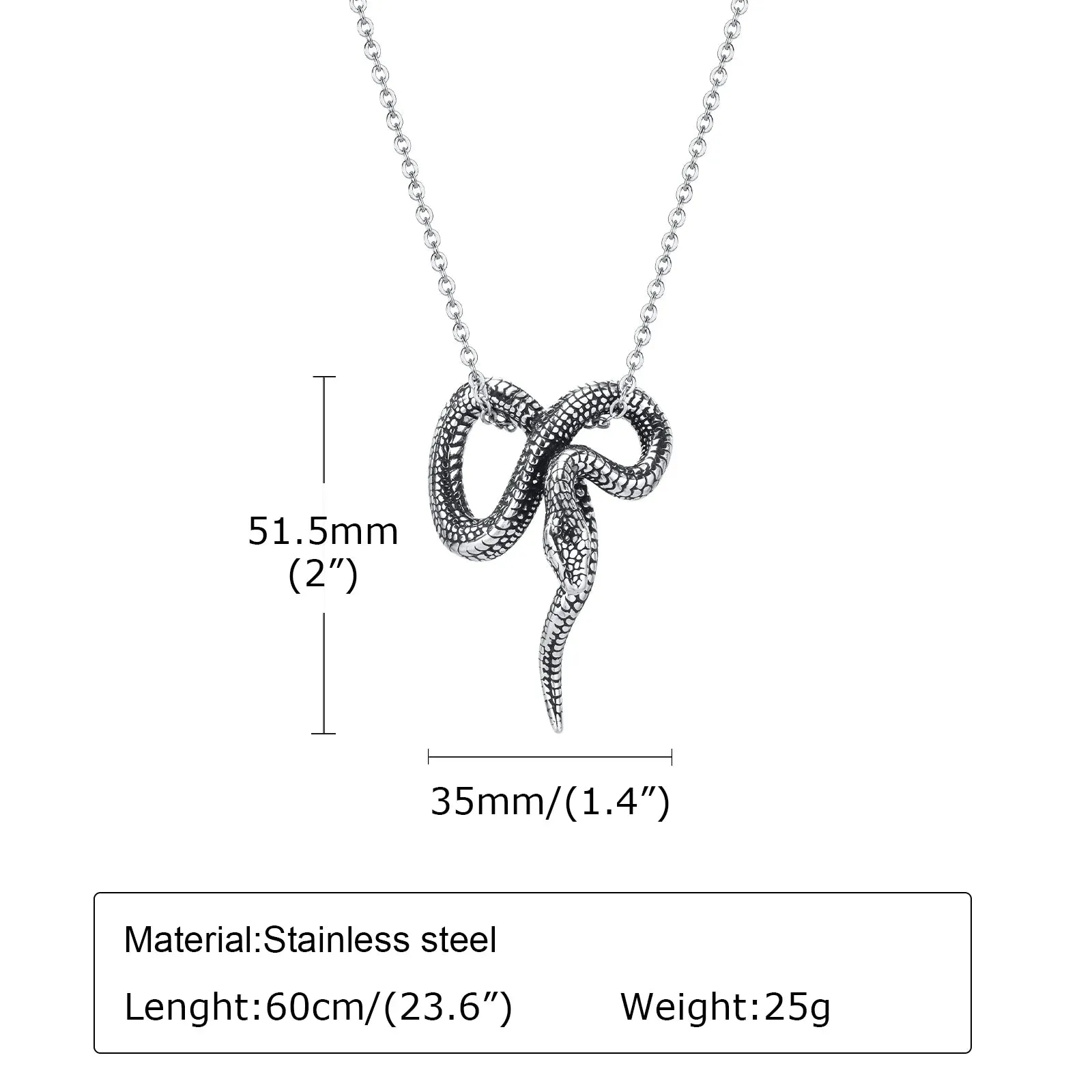 Rock Punk Snake Necklaces for Men