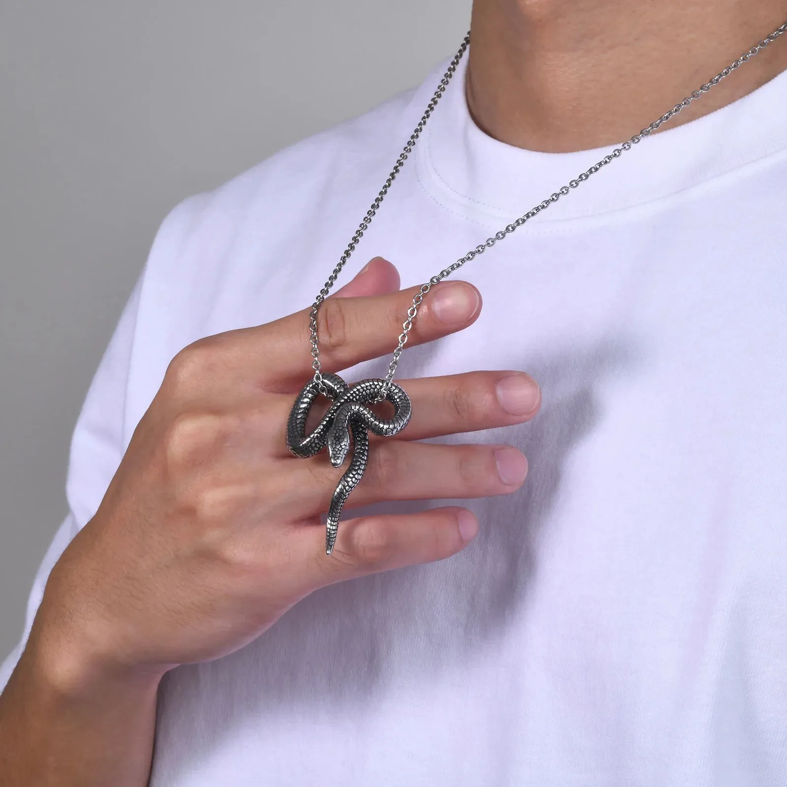 Rock Punk Snake Necklaces for Men