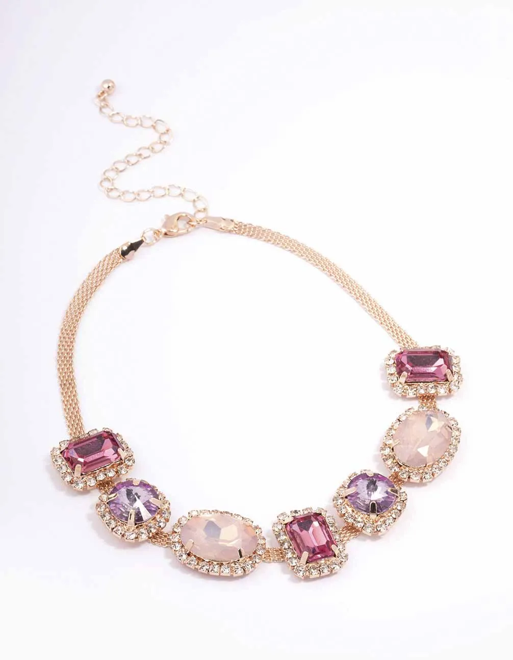 Rose Gold Large Round Stone Choker Necklace