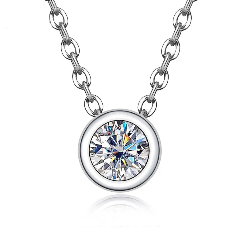 Round Moissanite Pendant Necklace Round Anniverssary Jewelry
