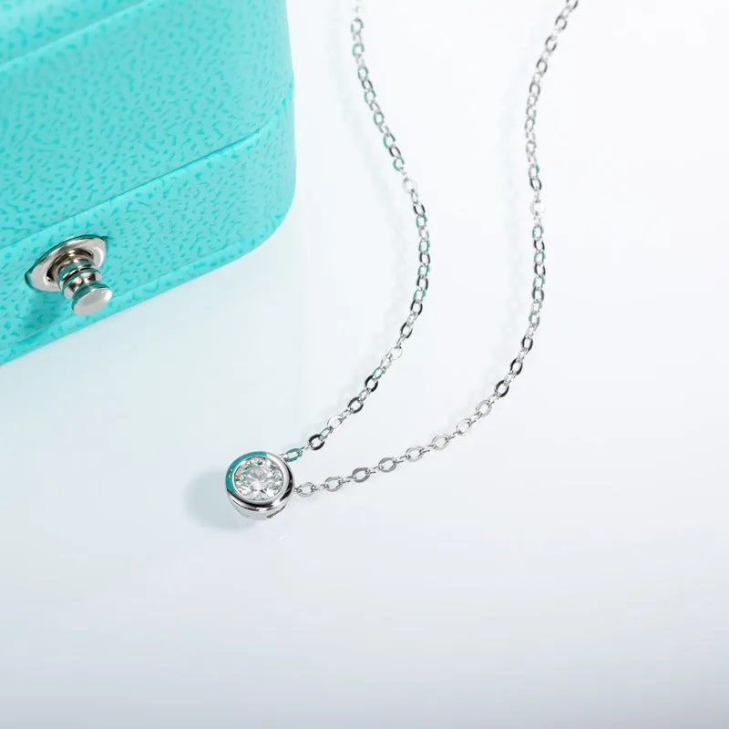 Round Moissanite Pendant Necklace Round Anniverssary Jewelry