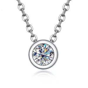 Round Moissanite Pendant Necklace Round Anniverssary Jewelry