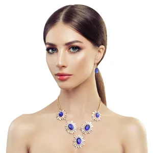Royal Blue Rhinestone Necklace Set