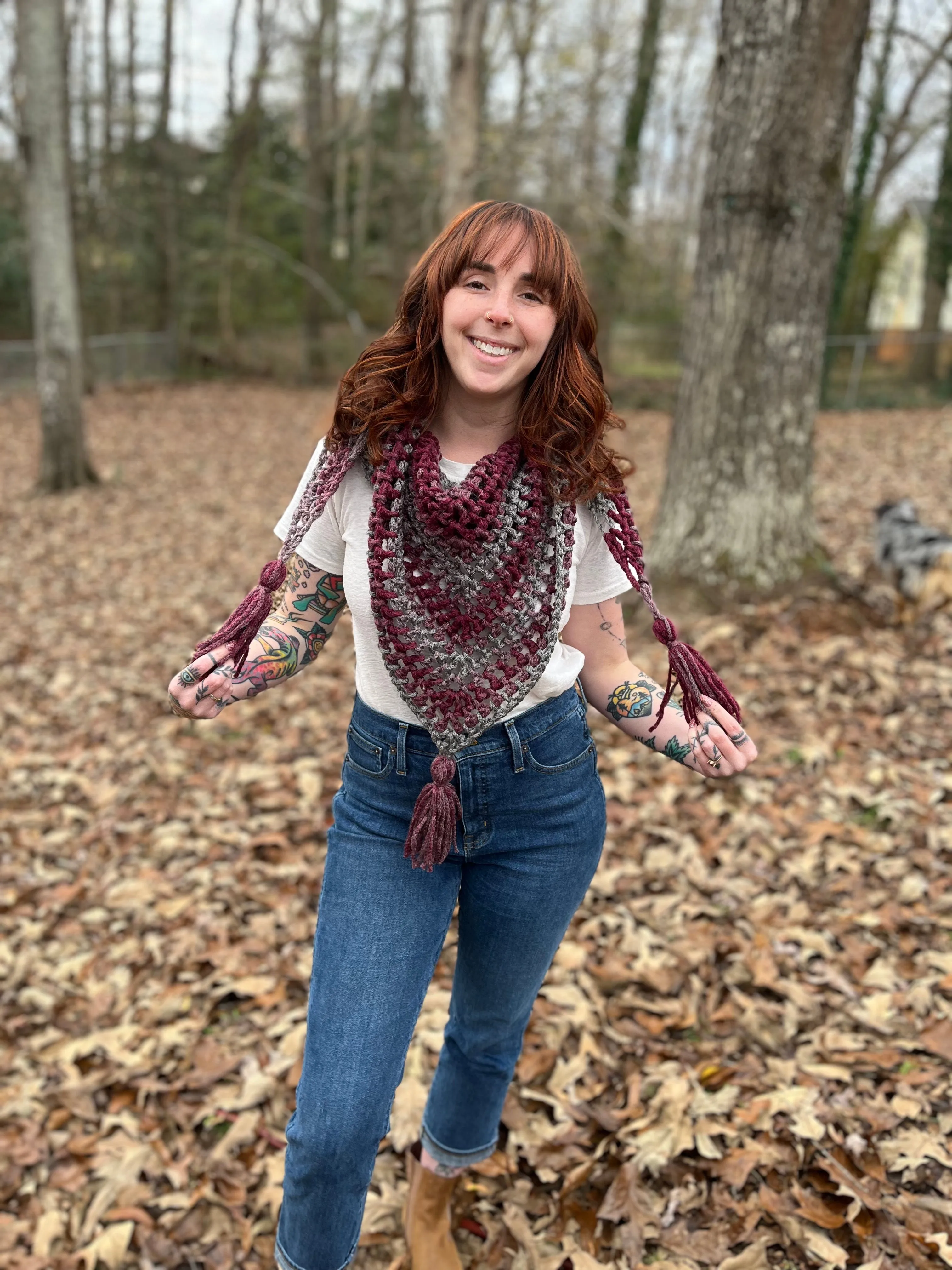 Rust Ombre Chunky Tassel Scarf