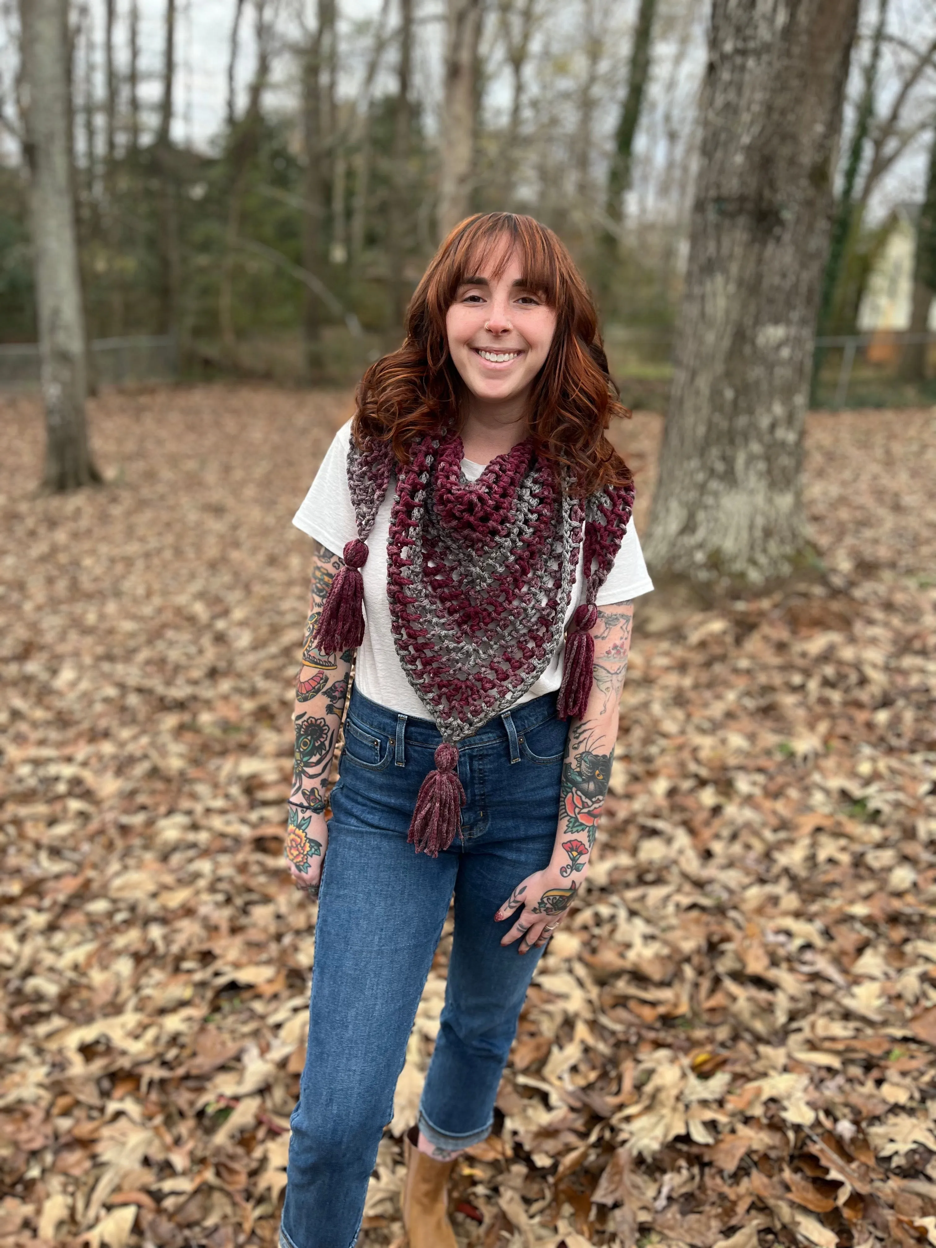 Rust Ombre Chunky Tassel Scarf