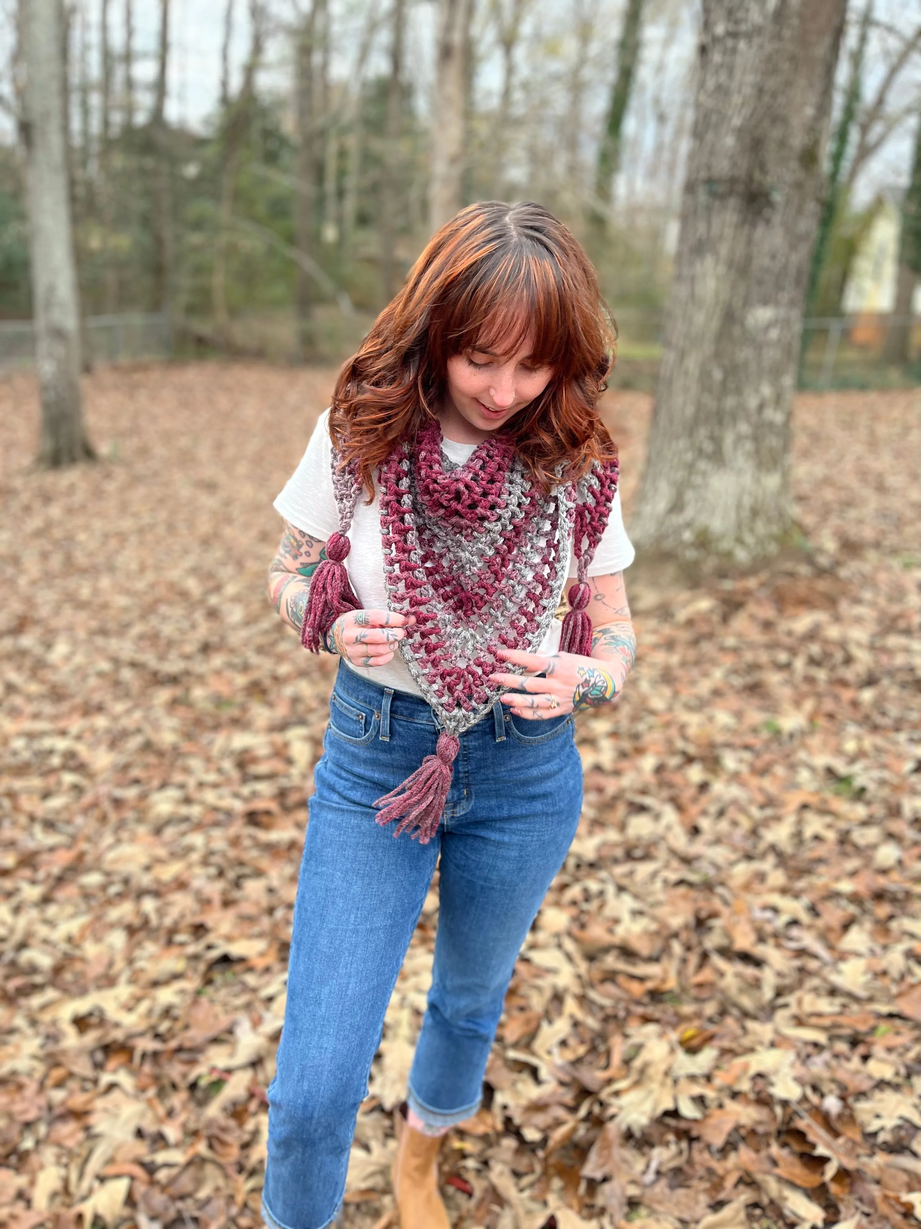 Rust Ombre Chunky Tassel Scarf