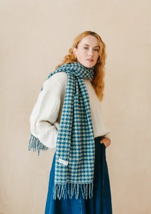 Sample Sale Cashmere Oversized Scarf in Green Star Houndstooth