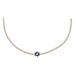 Sapphire Blue Star Of David Tennis Choker