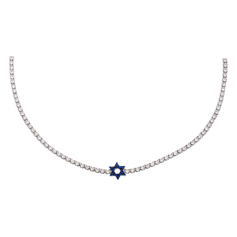 Sapphire Blue Star Of David Tennis Choker