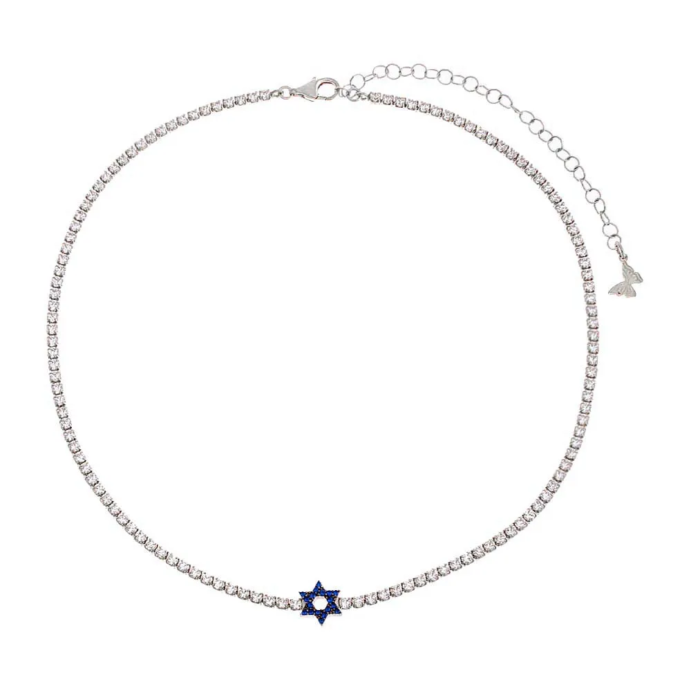 Sapphire Blue Star Of David Tennis Choker