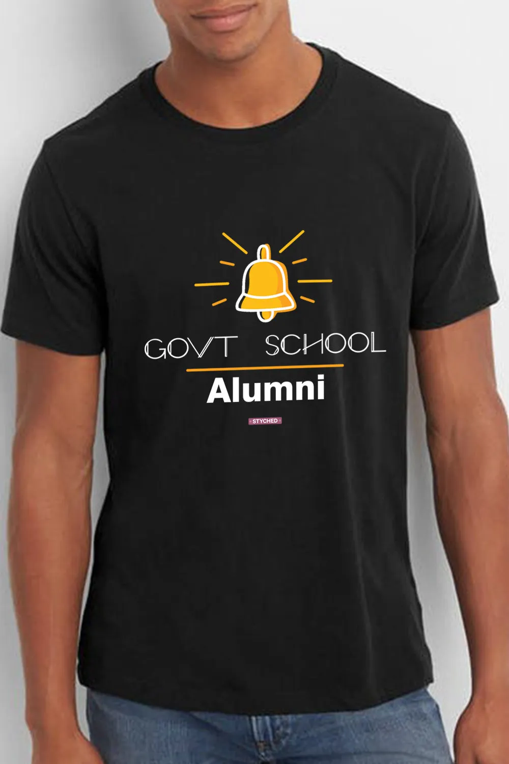 Save Govt. Schools Movement Tee - Styched in India Graphic T-Shirt Black Color