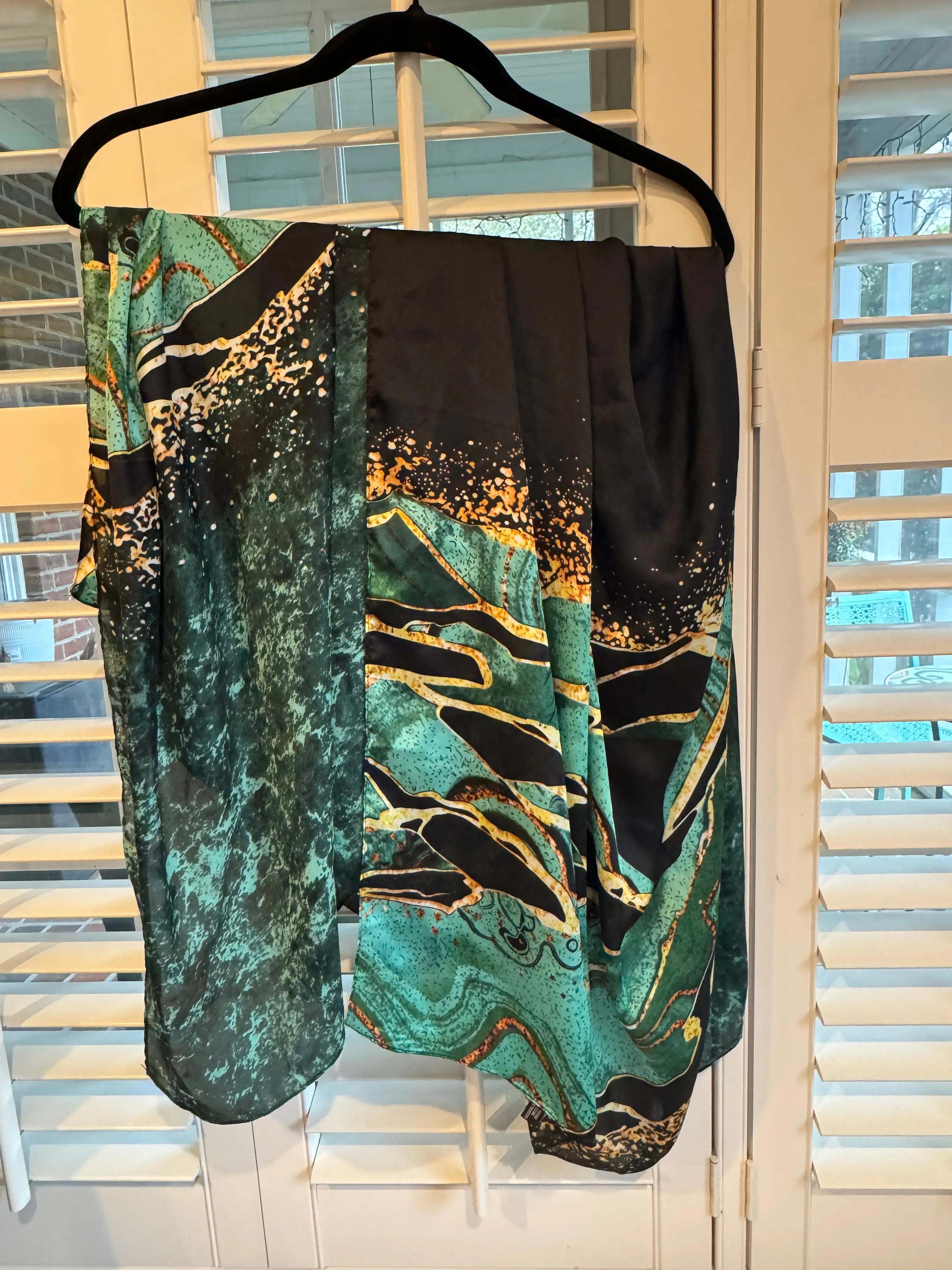 Sea Green and Black with Gold Highlights Scarf