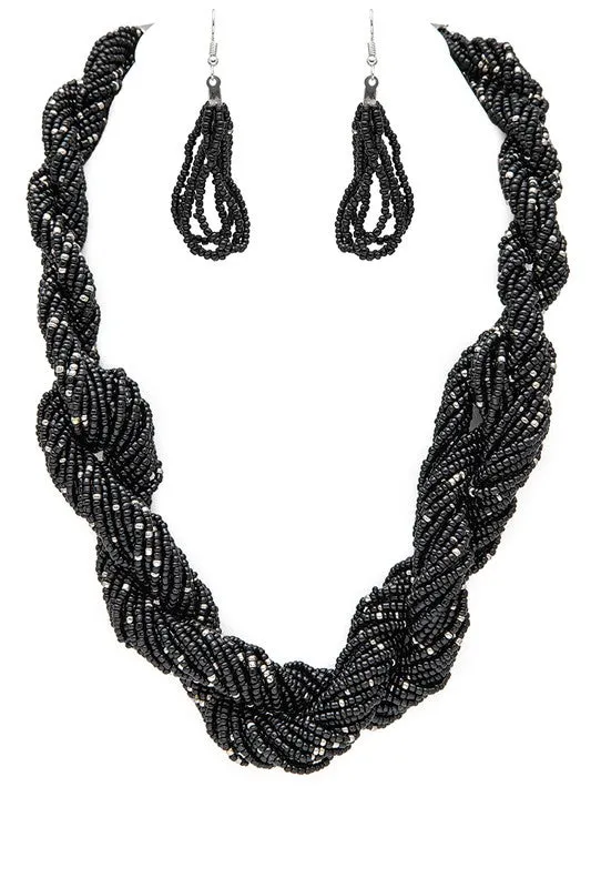 Seed Bead Statement Necklace Set