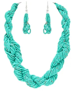Seed Bead Statement Necklace Set